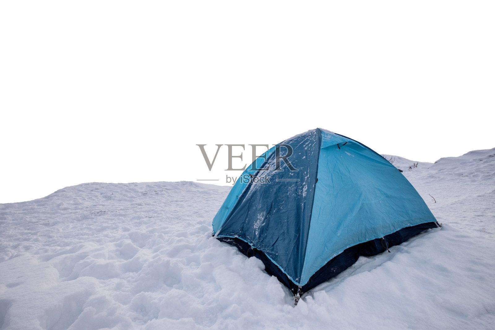 蓝色帐篷露营在雪山照片摄影图片