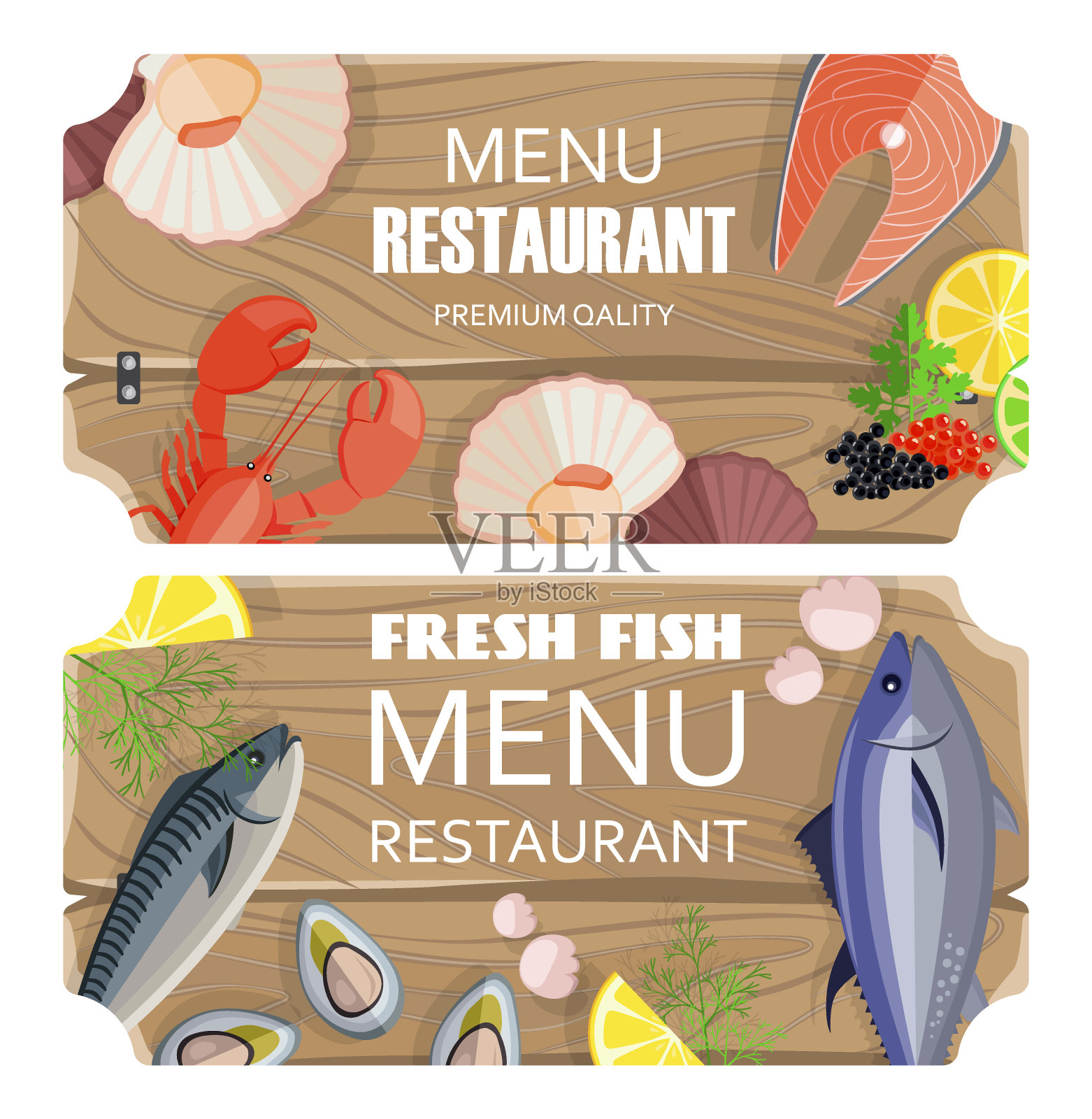 菜单餐厅溢价设置矢量插图插画图片素材