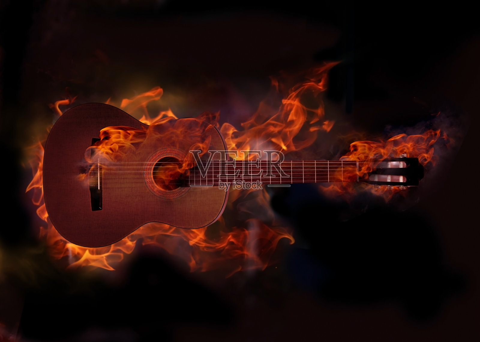 燃烧的吉他照片摄影图片