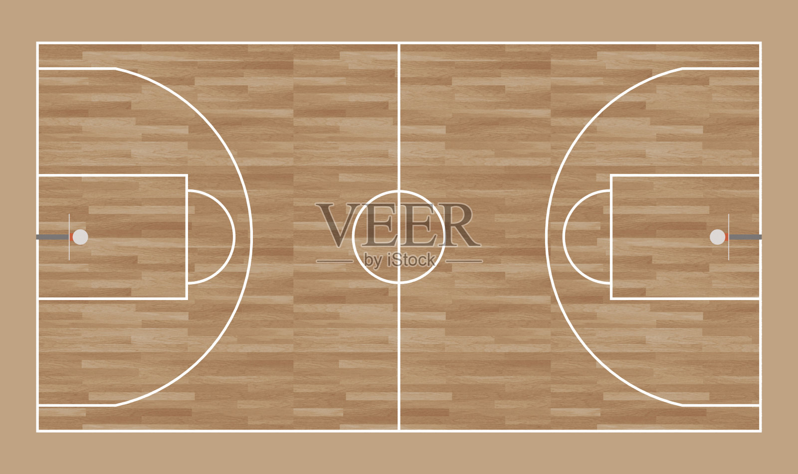 木纹篮球场。篮球战术法院插画图片素材