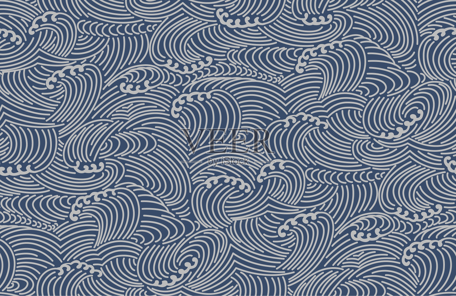 日本风暴海浪矢量无缝模式插画图片素材