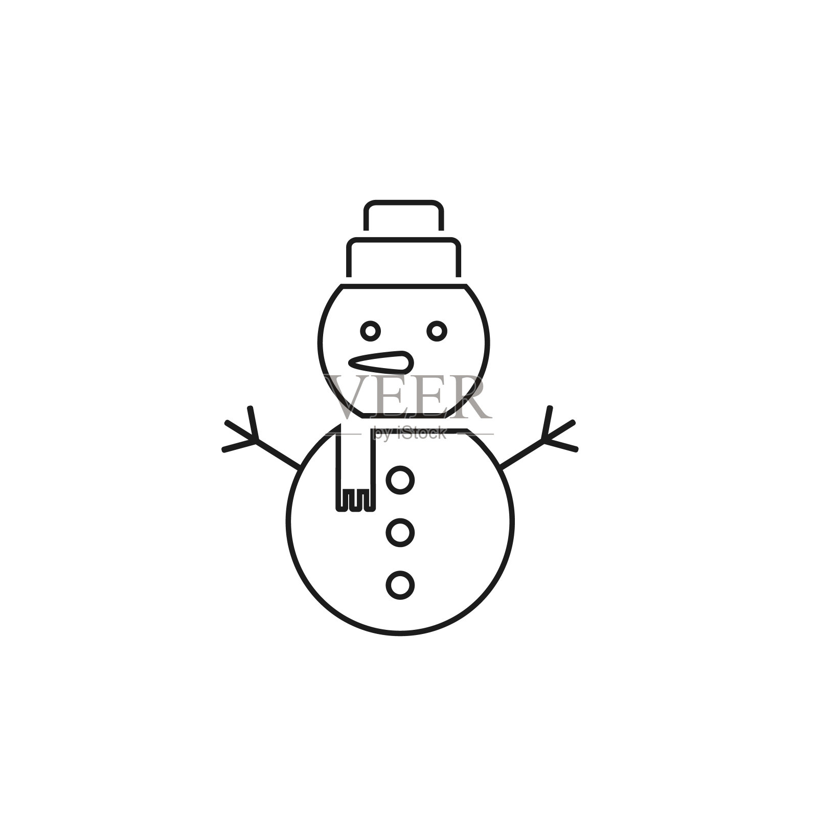 雪人与帽子和围巾的矢量线图标设计元素图片