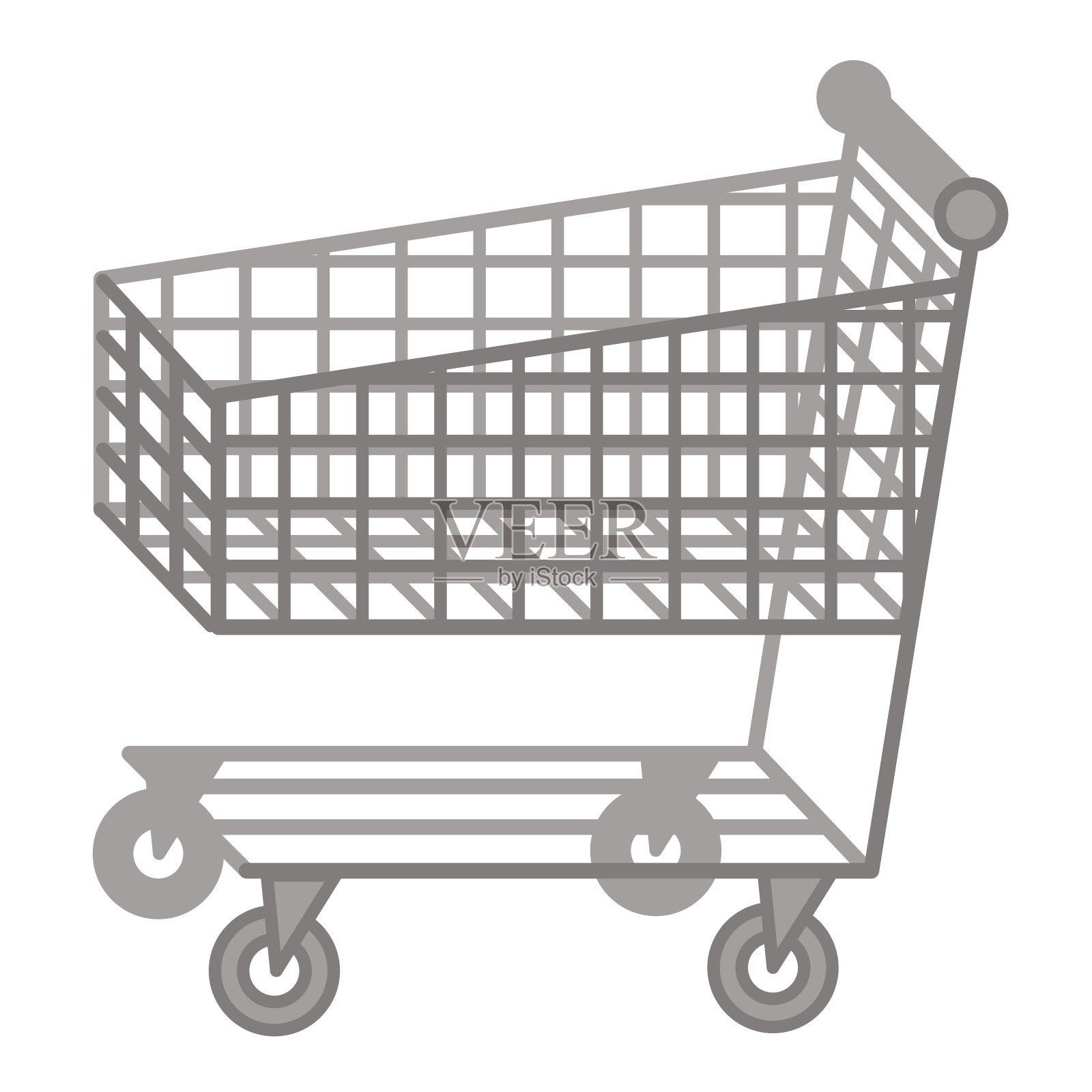 白色的购物车。超市的篮子，购物车孤立在白色。矢量插图。设计元素图片