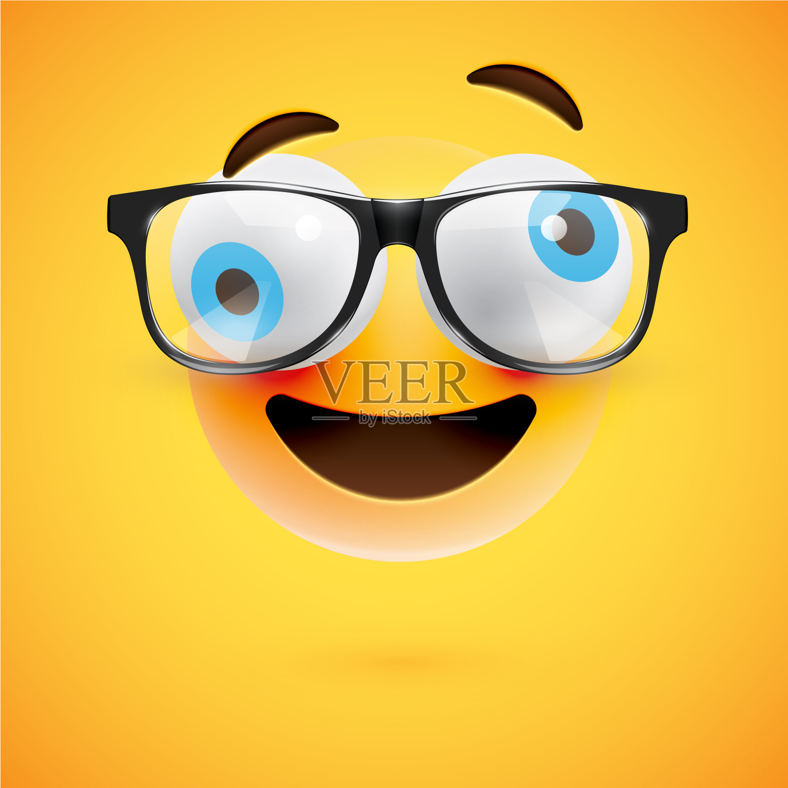 3D黄色表情与眼镜，矢量插图设计元素图片