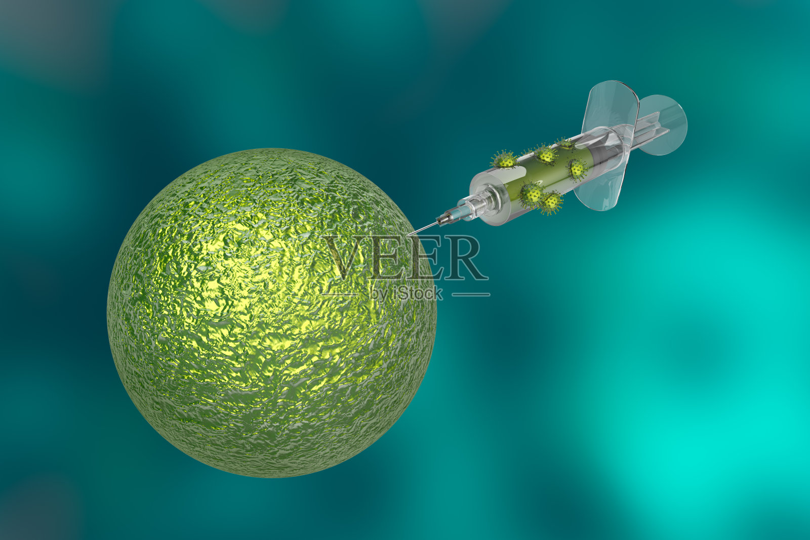 使用疫苗治疗的病毒的3D渲染详细视图照片摄影图片