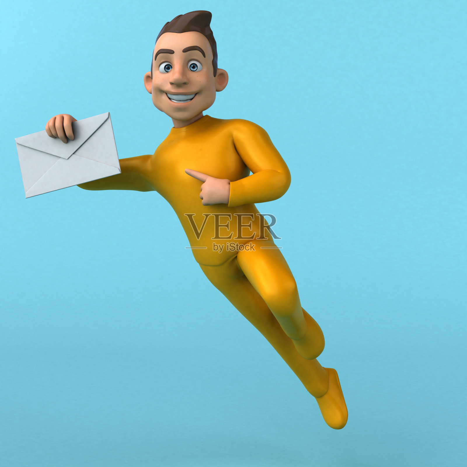 有趣的3D卡通黄色人物插画图片素材