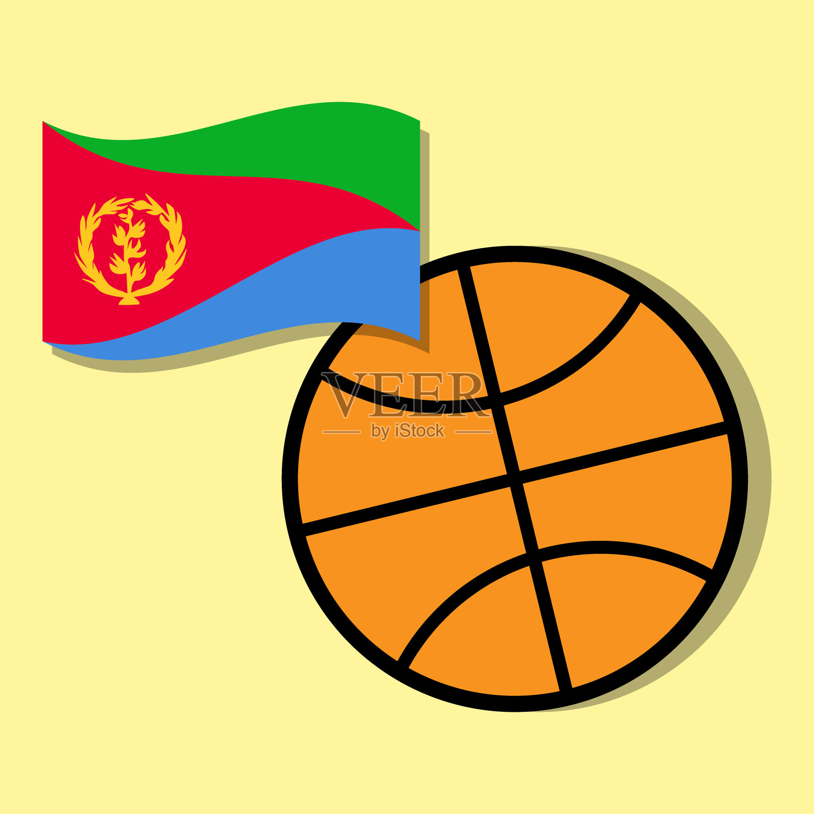 印有厄立特里亚国旗的篮球插画图片素材