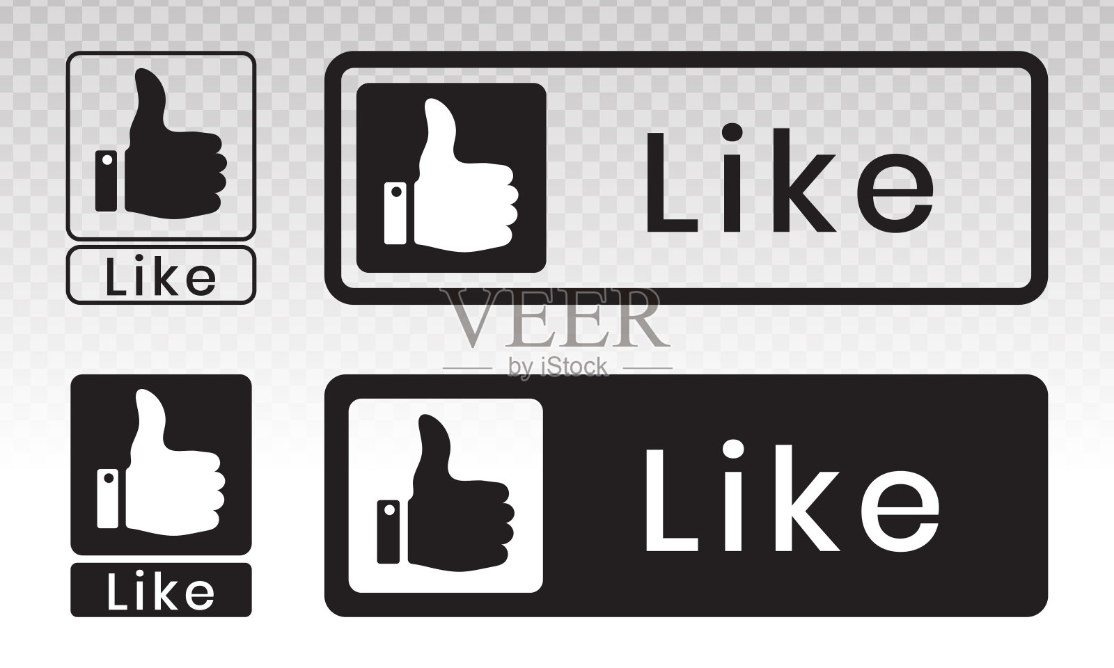 收集大拇指“喜欢”按钮。矢量平面图标的社交网络/社交媒体应用程序和网站图标素材