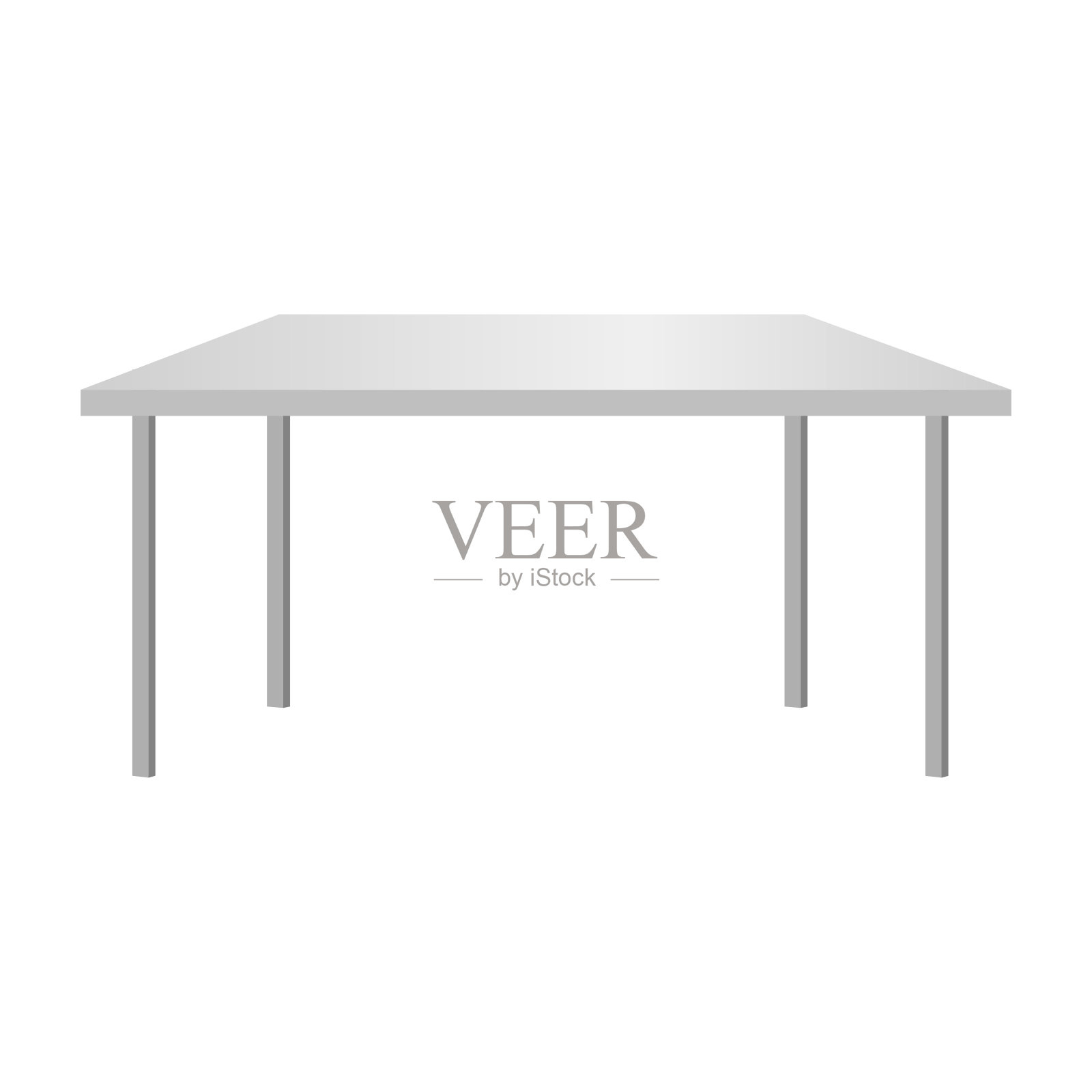 在白色背景上的立体图像上的四条腿的灰色餐桌设计元素图片