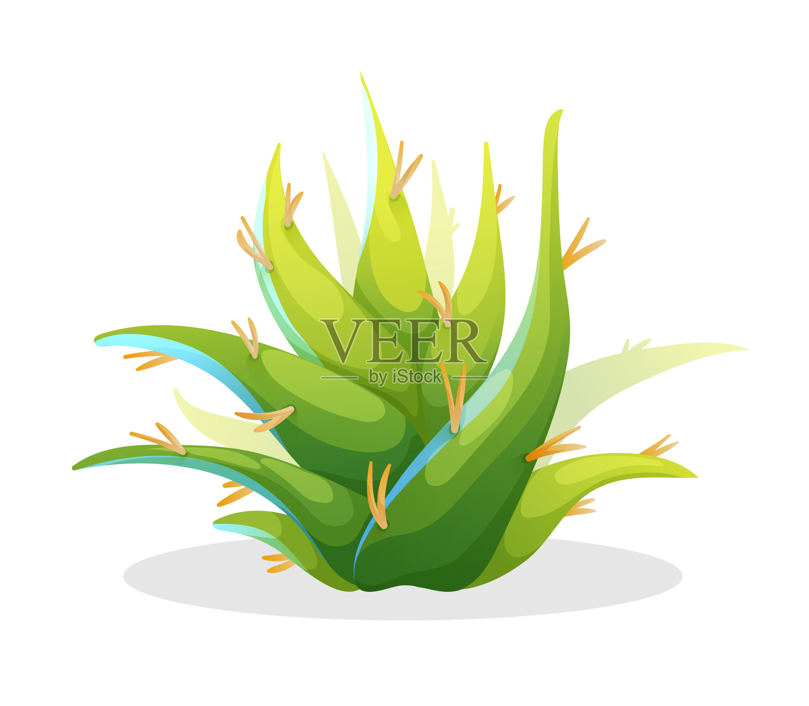 可爱卡通风格的芦荟，墨西哥植物。矢量插图孤立在白色上设计元素图片