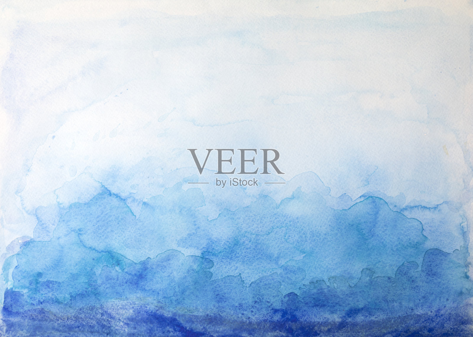 蓝色水彩背景-抽象海洋插画图片素材