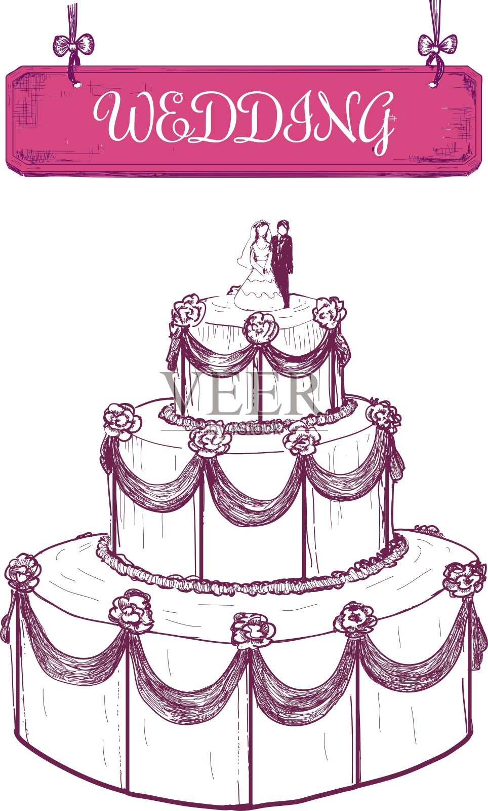 婚礼蛋糕设计元素图片
