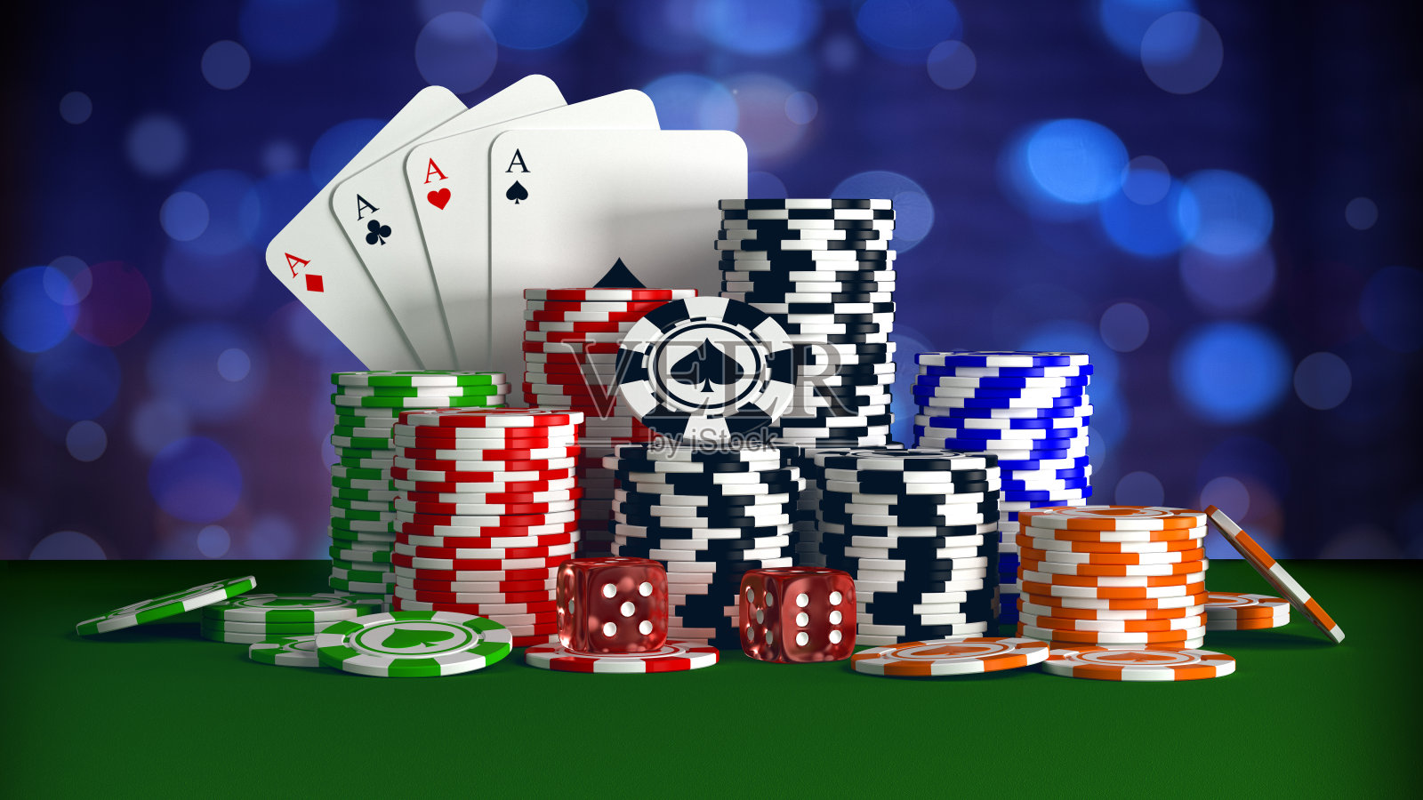 赌场扑克筹码和骰子照片摄影图片