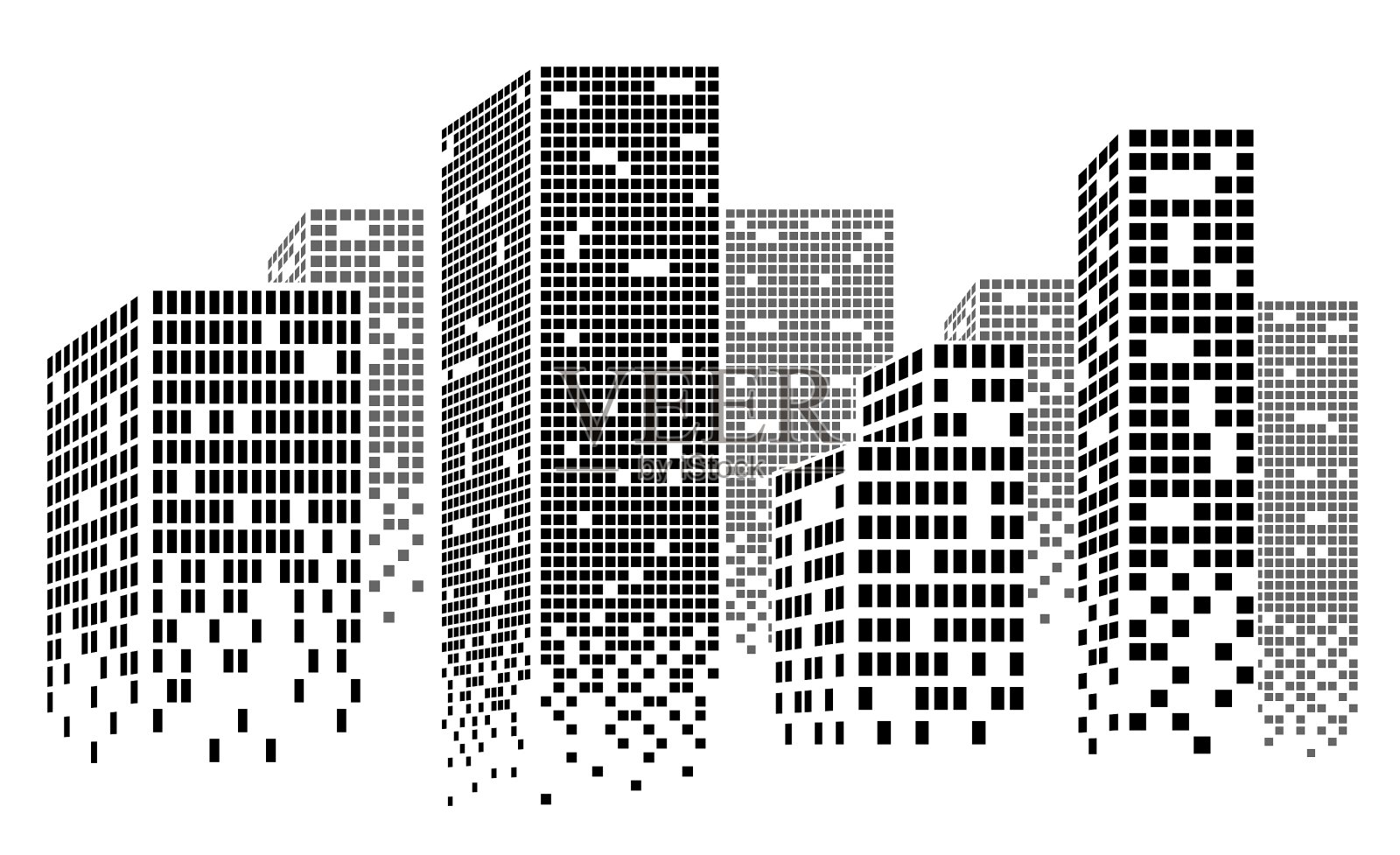 虚线的摩天大楼设计元素图片