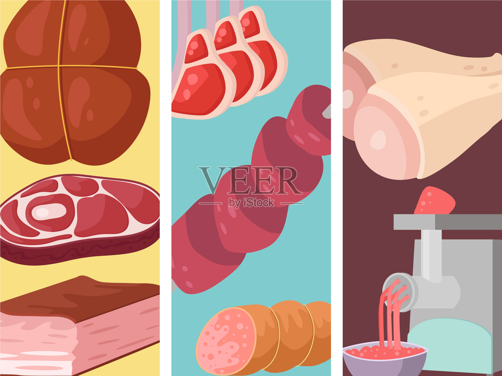 肉制品卡通牌美味烧烤插画图片素材