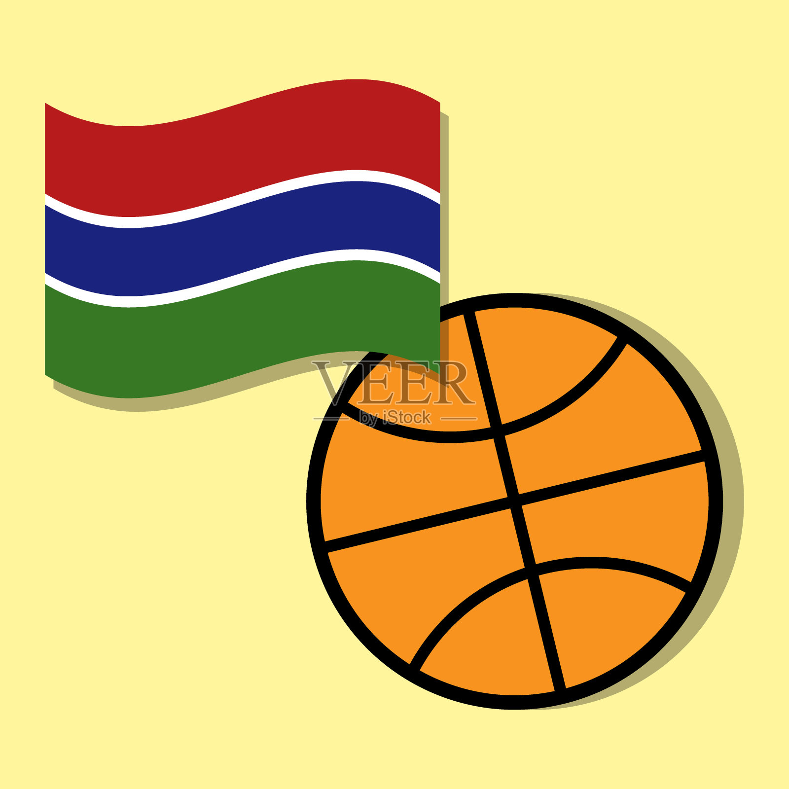 带有冈比亚国旗的篮球插画图片素材