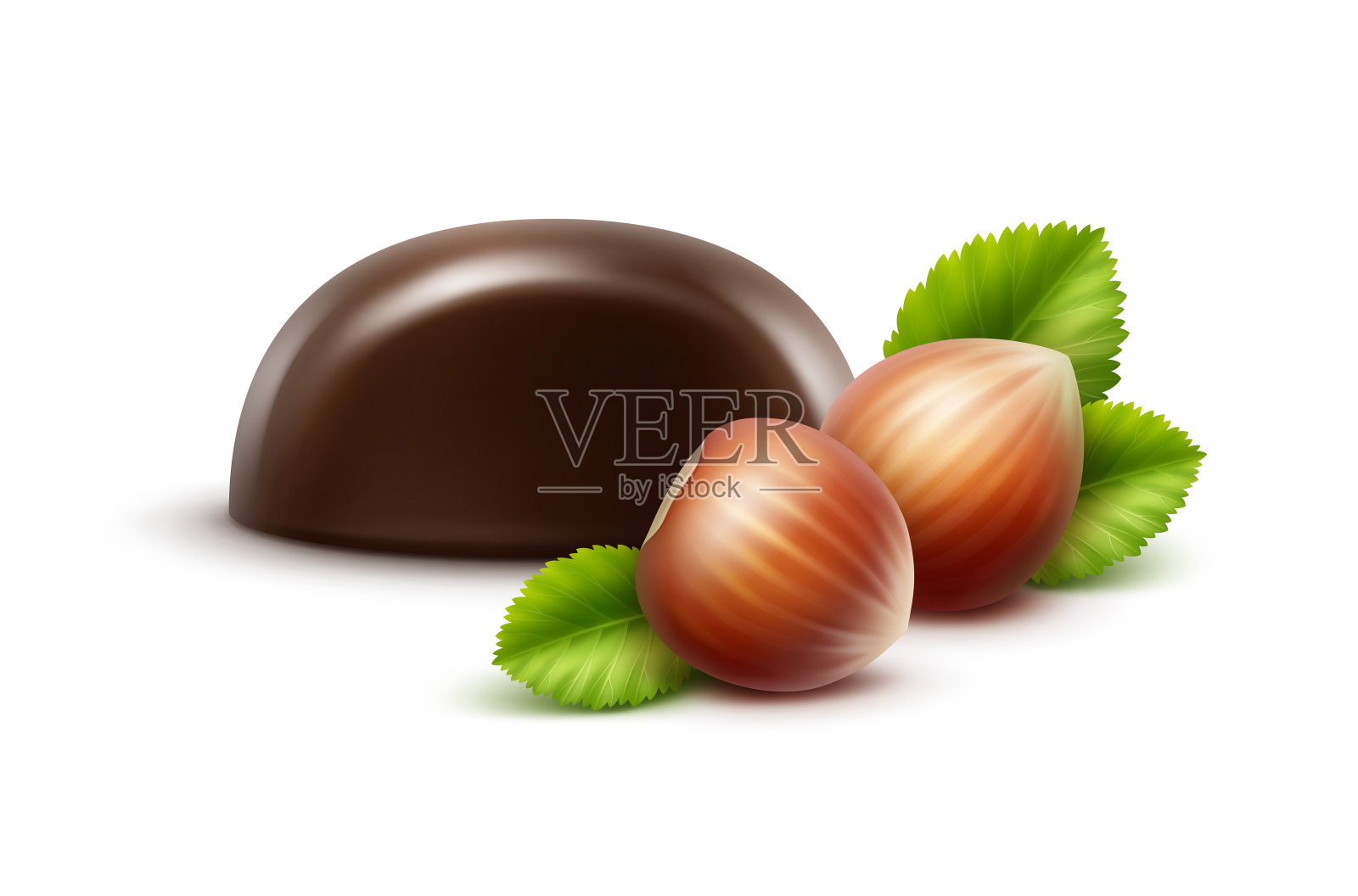 黑巧克力糖果与榛子背景设计元素图片