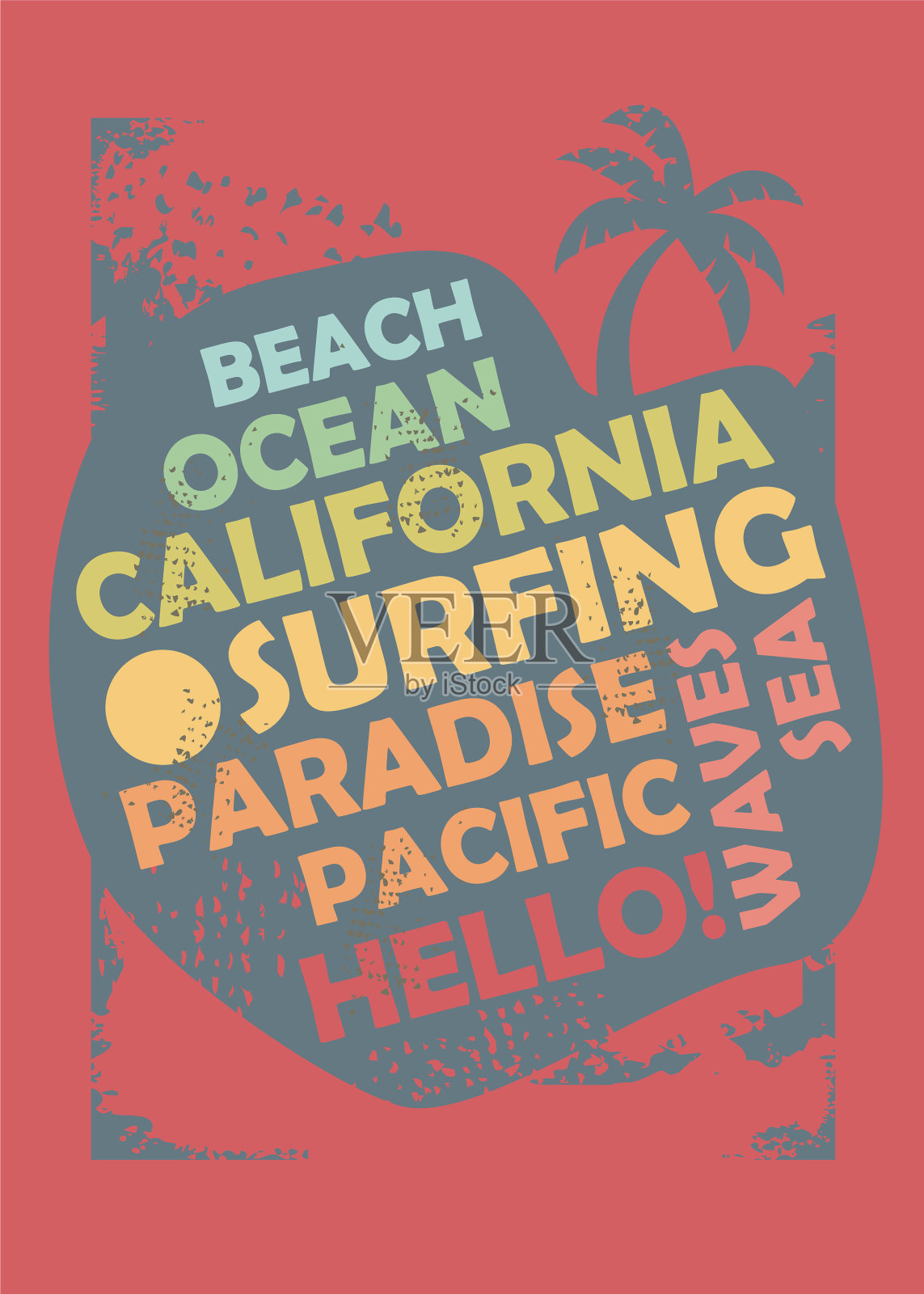 加州冲浪t恤设计布局设计模板素材