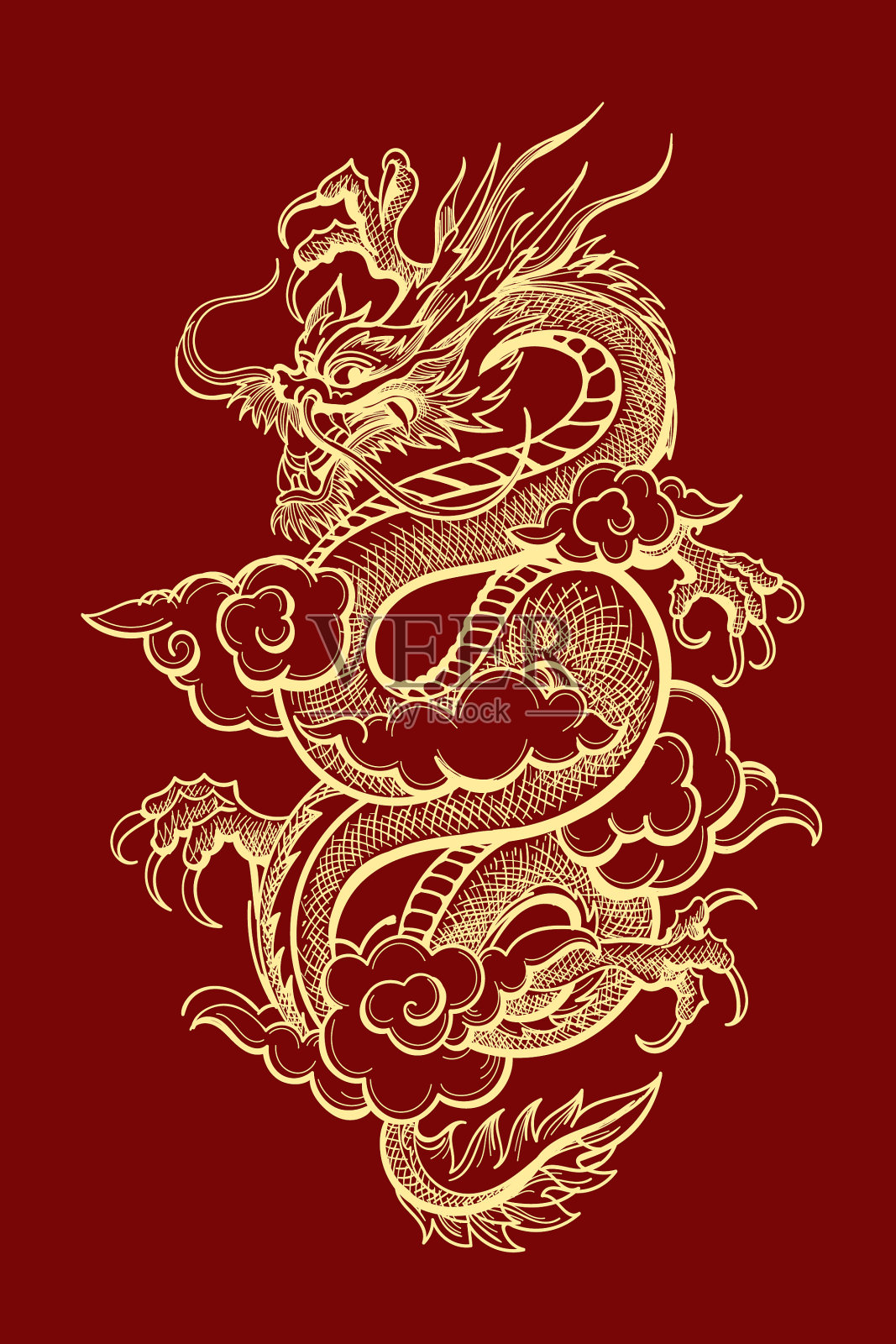 传统的中国龙插画图片素材