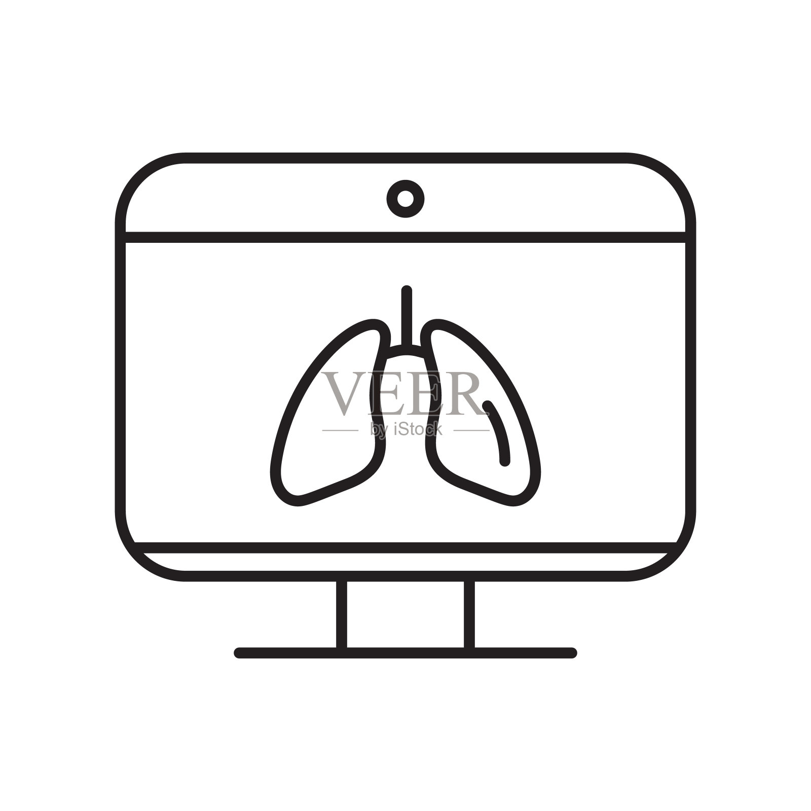 线上图标在线医生，肺部上显示器笔记本呼吸系统疾病顾问医疗防护covid 19载体插图冠状病毒设计元素图片