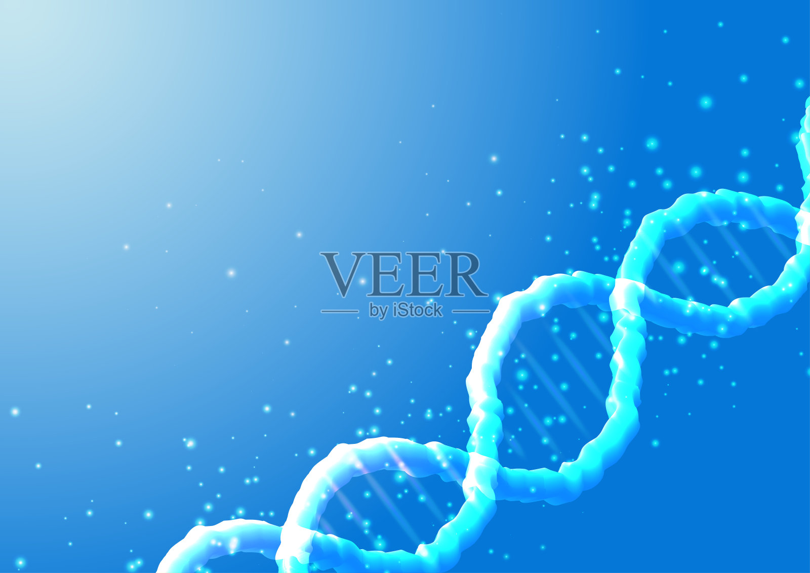 未来科学基因工程旗帜与发光DNA在蓝色背景。插画图片素材