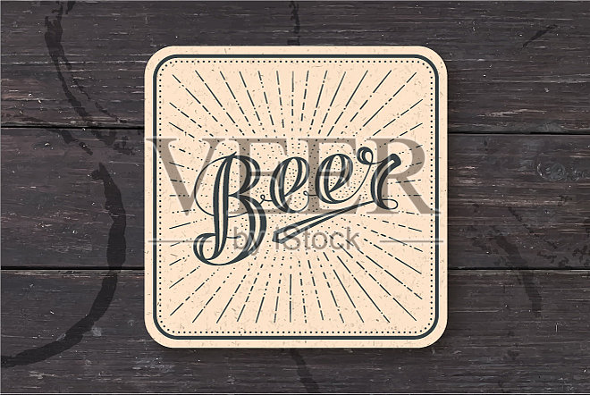 杯垫和手绘字母啤酒插画图片素材