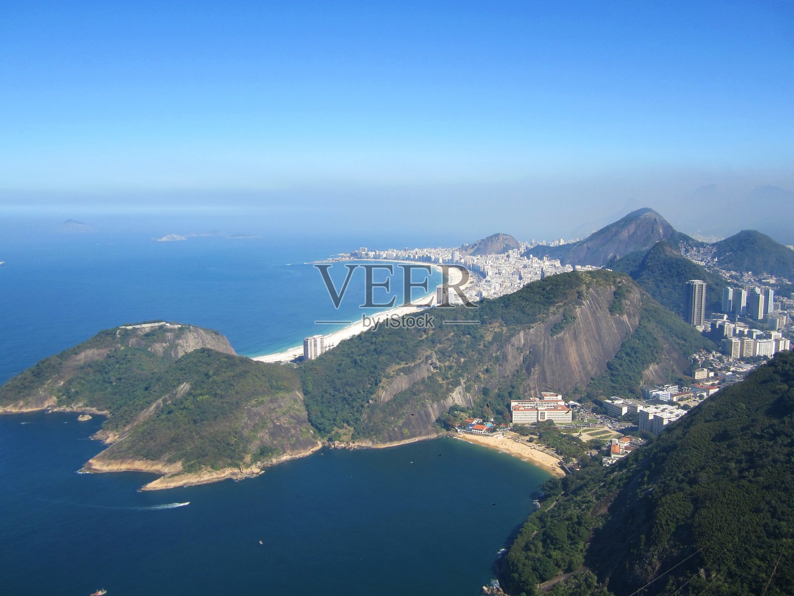 鸟瞰图科帕卡巴纳海滩从甜面包山里约热内卢de里约热内卢照片摄影图片