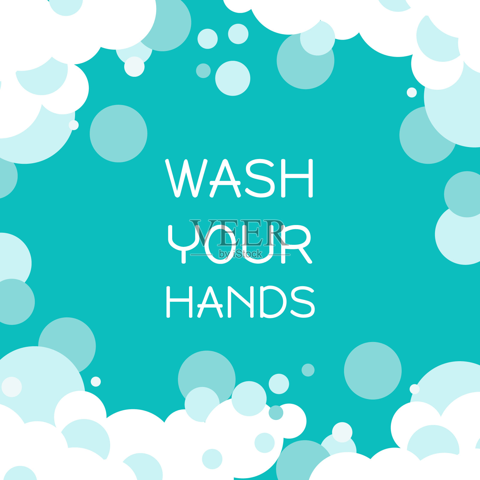洗你的手横幅。针对冠状病毒的个人防护。泡沫从肥皂里冒出来。矢量背景在平面风格插画图片素材