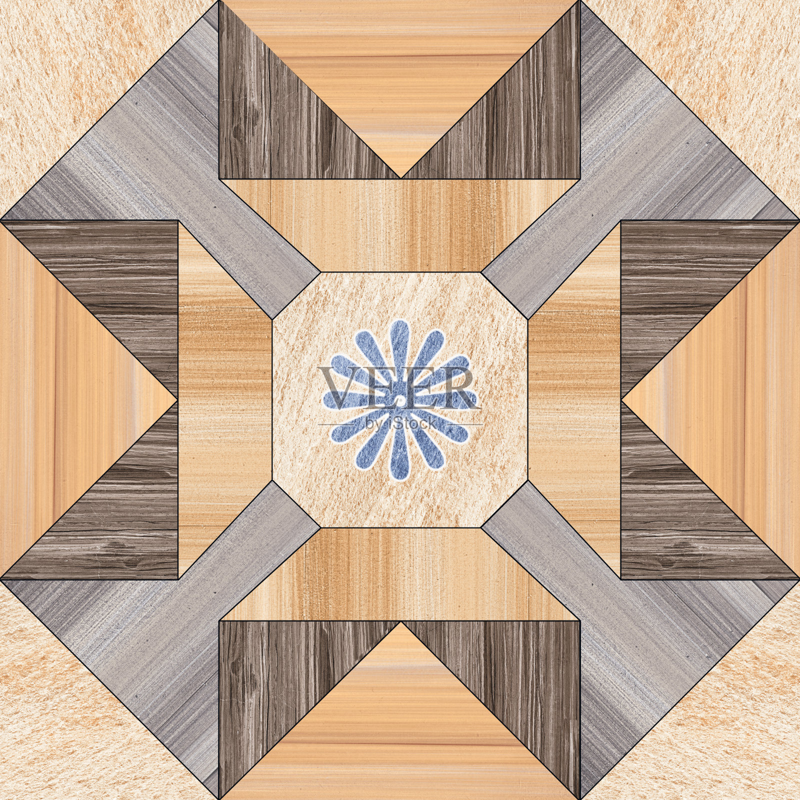 几何图案木地板和墙面马赛克装饰瓷砖照片摄影图片