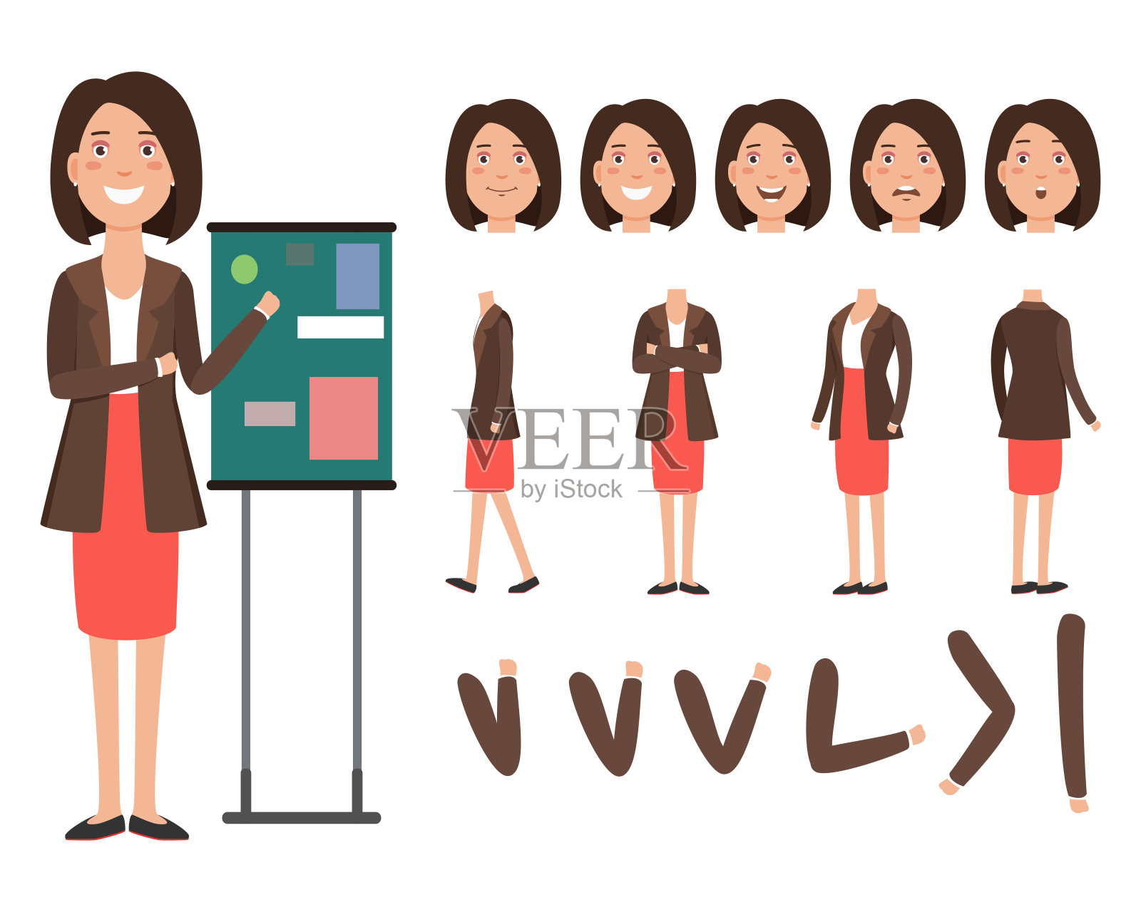 商务演讲者的性格设置有不同的姿态、情绪插画图片素材