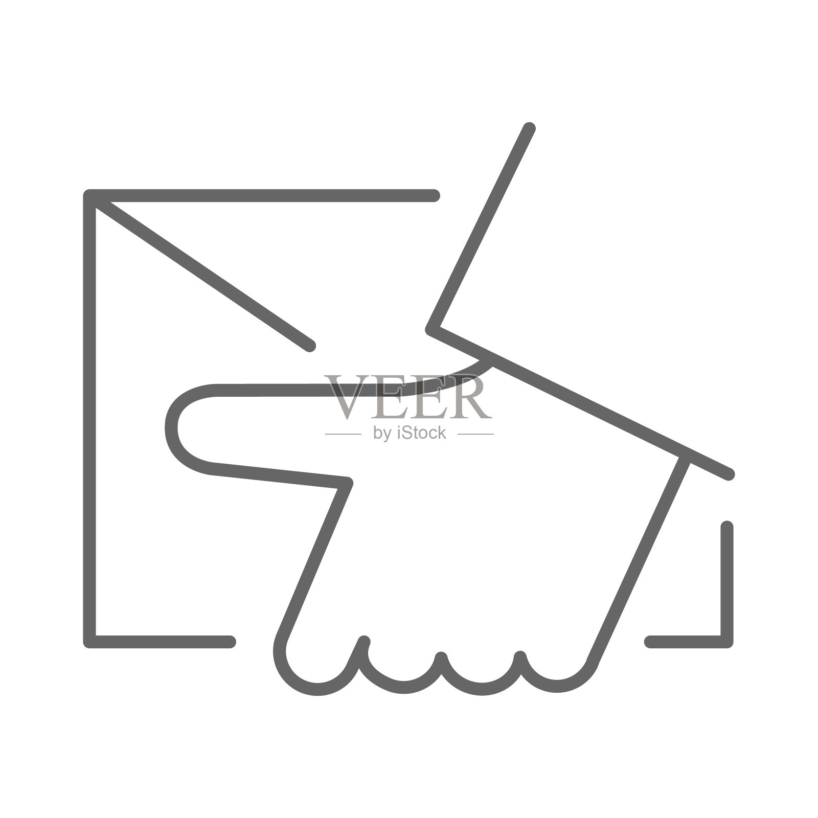 快递细线图标，物流符号，手持包裹或字母矢量标志在白色的背景，在家交付图标的轮廓风格为移动和网页设计。矢量图形。插画图片素材