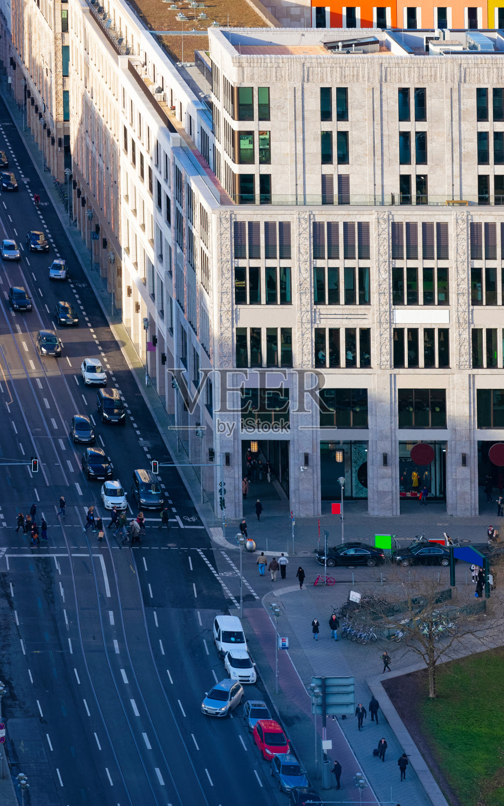 鸟瞰现代建筑建筑波茨坦广场反射商业街照片摄影图片