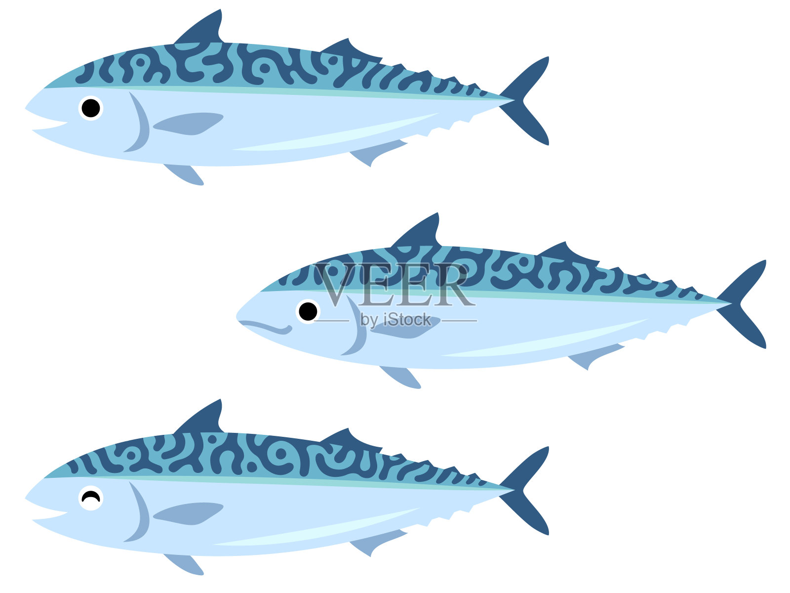 三条鲭鱼的插图插画图片素材