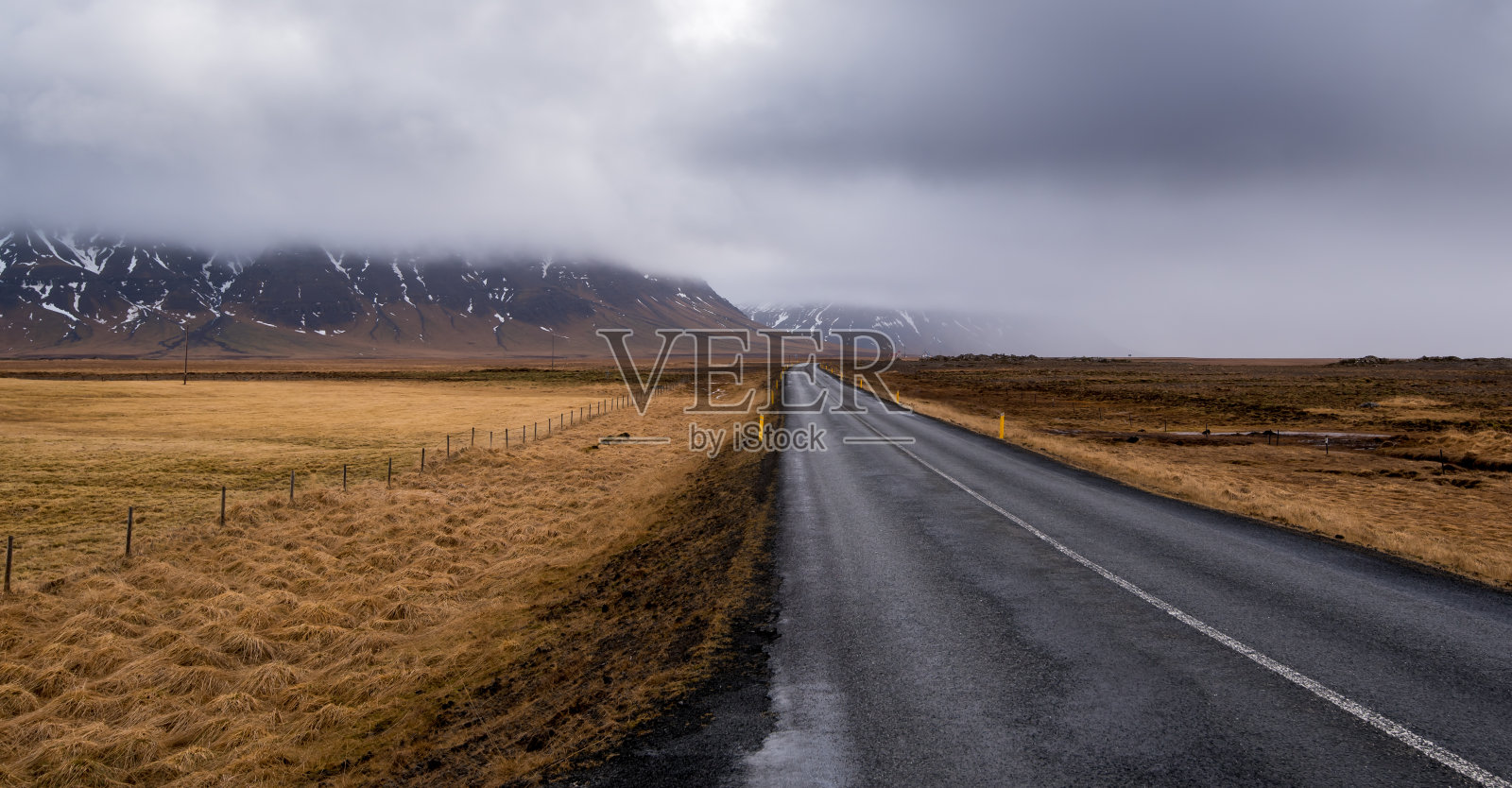公路乡野直空路冰岛雪山照片摄影图片