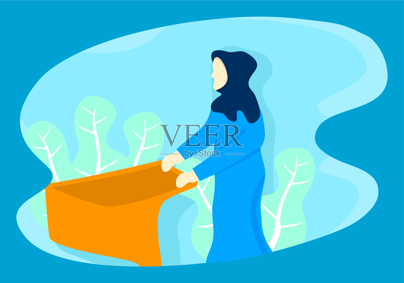 穆斯林女人购物插画图片素材