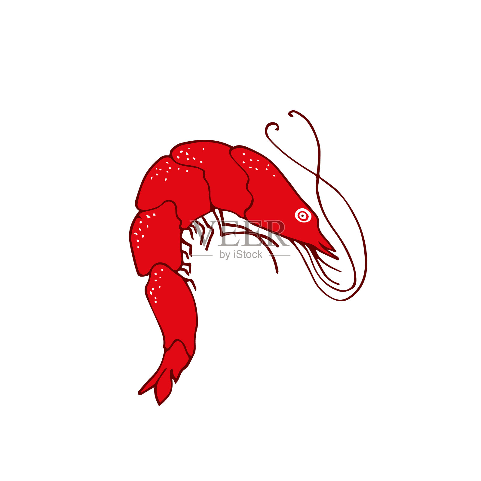 卡通风格的红虾，矢量插图为您的设计和装饰设计元素图片