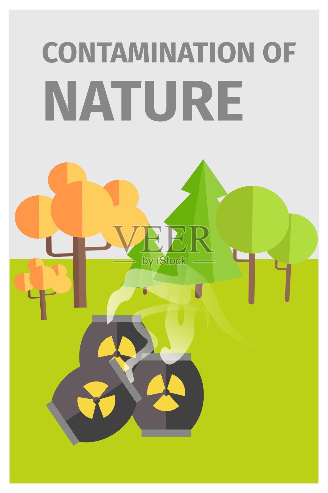 化学物质对森林的自然污染插画图片素材