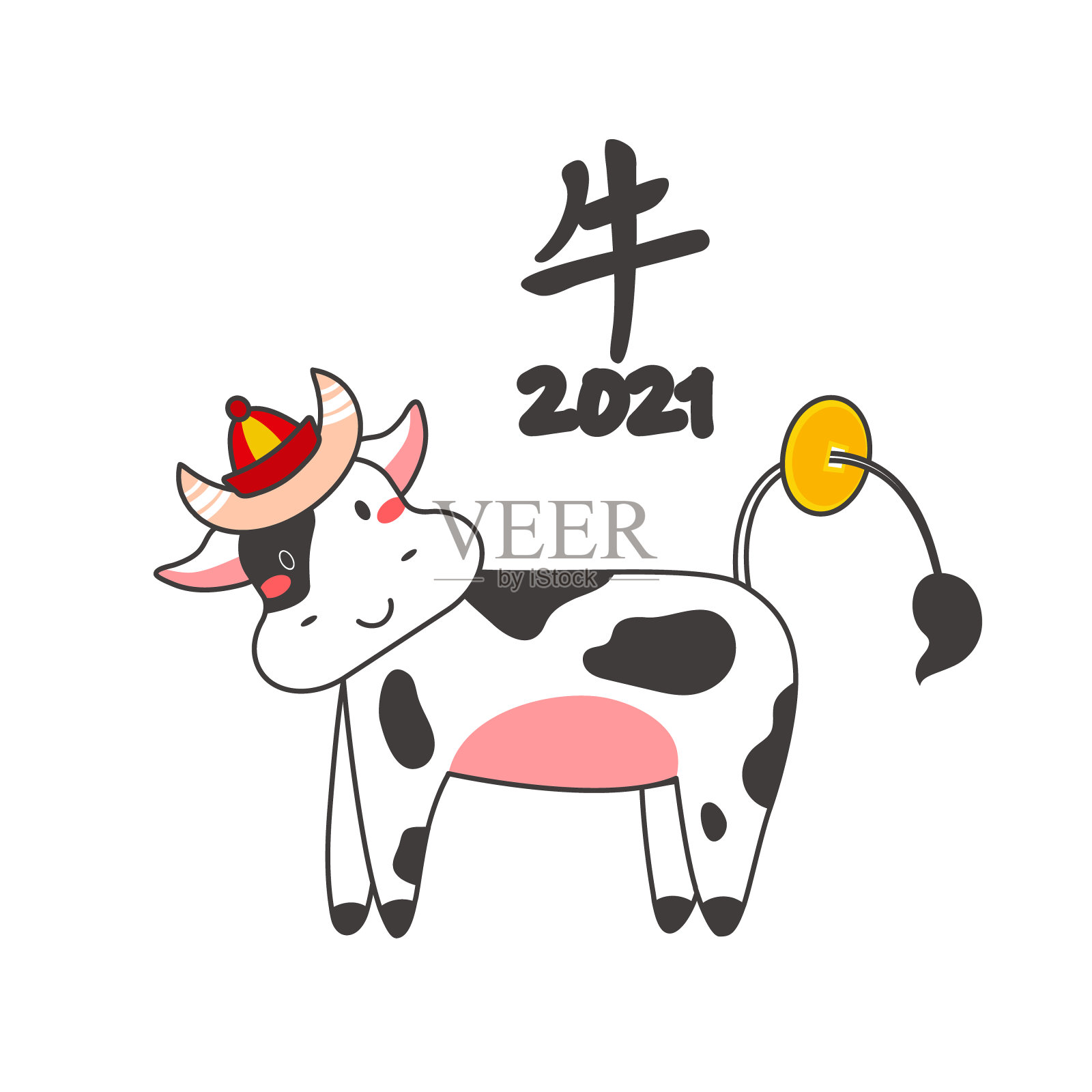 中国的白牛年插画图片素材