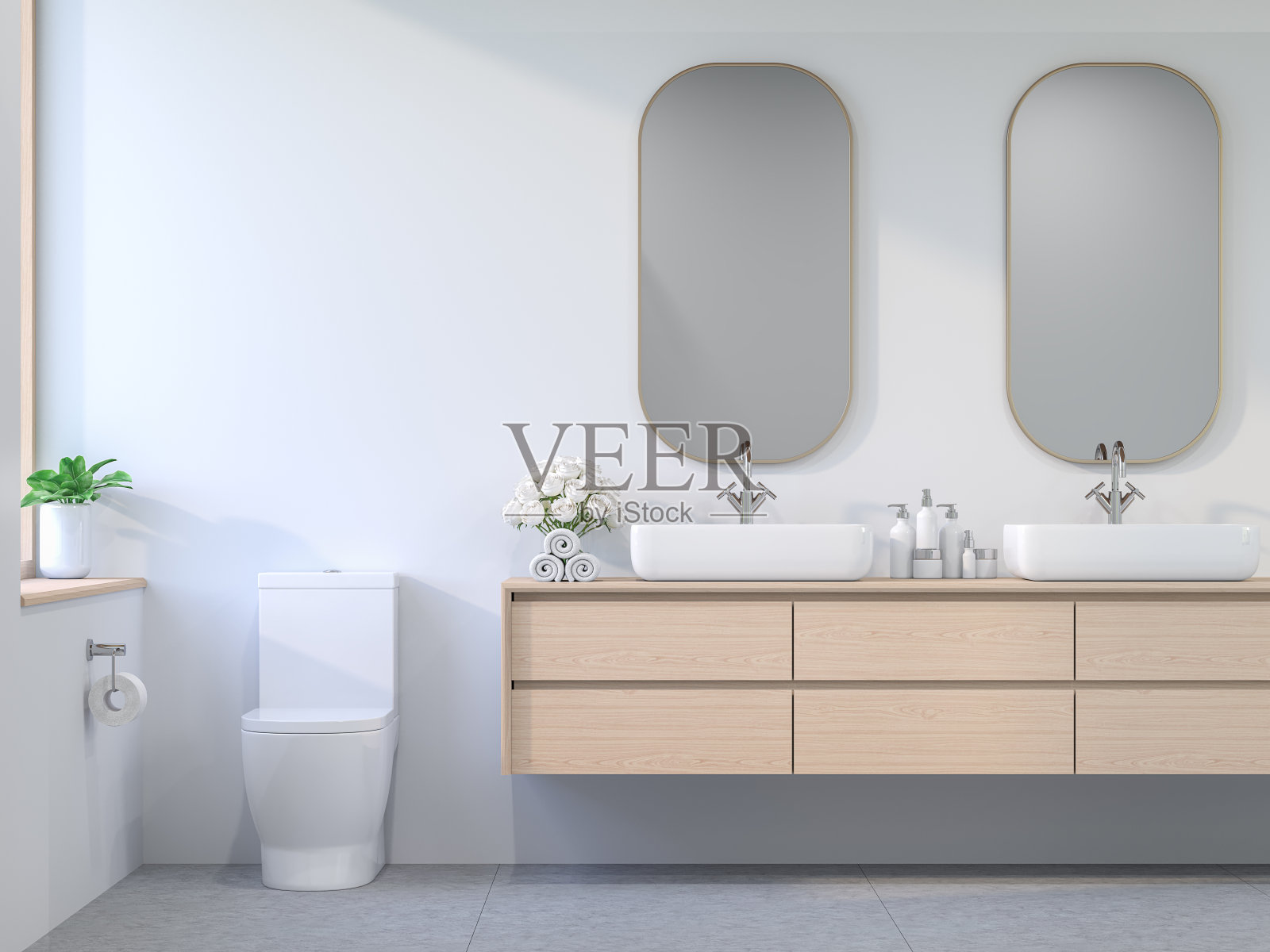 简约现代风格的浴室3d渲染照片摄影图片