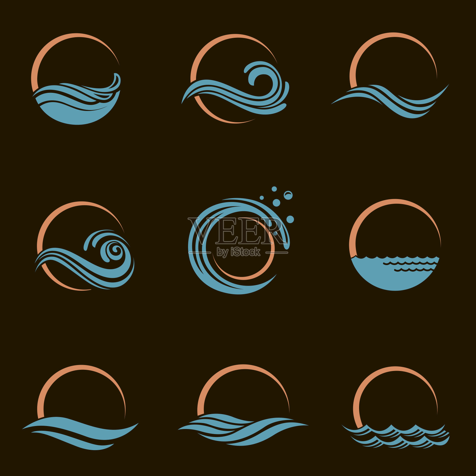 太阳和海洋标志图标素材