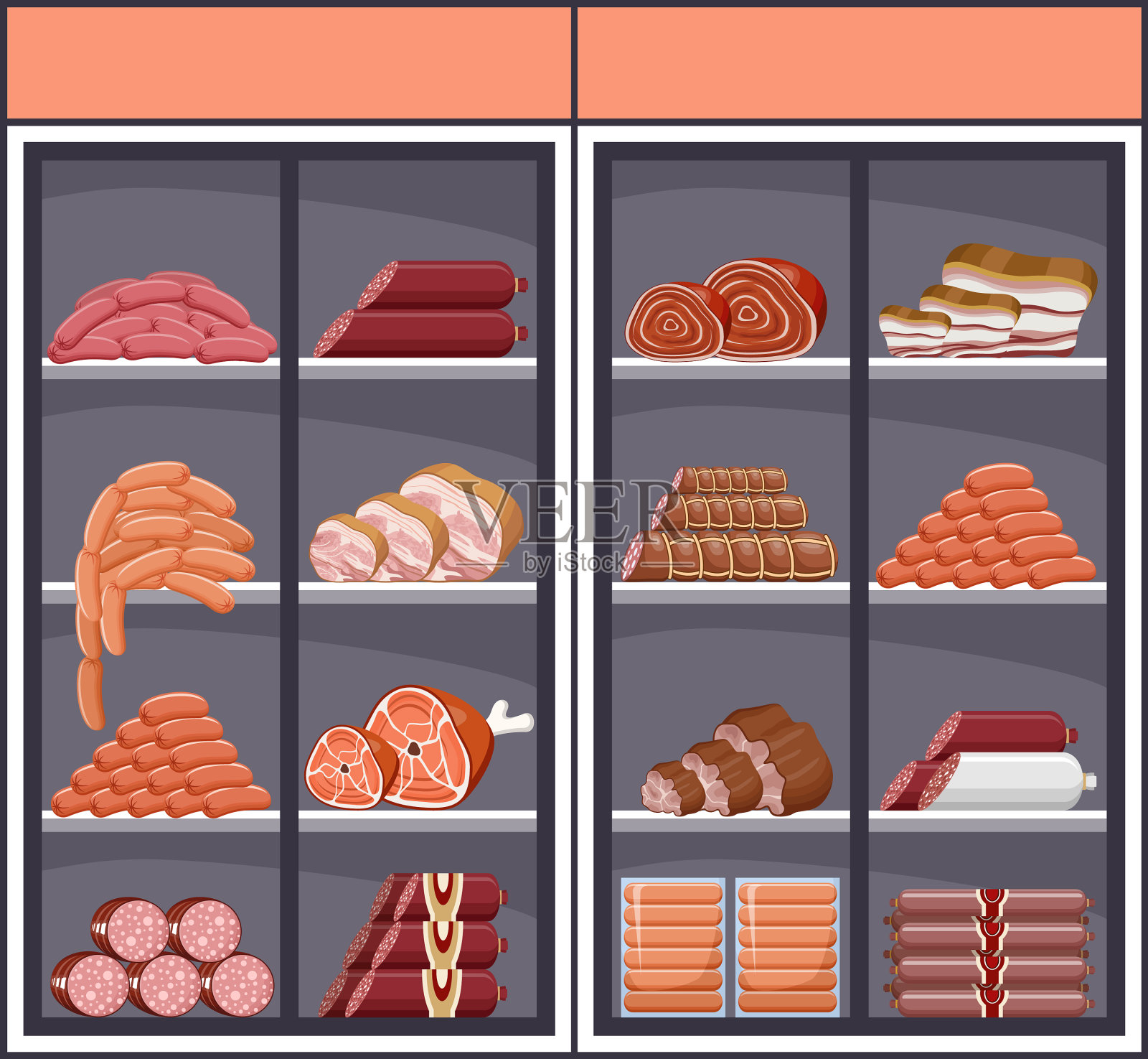 肉制品展示插画图片素材
