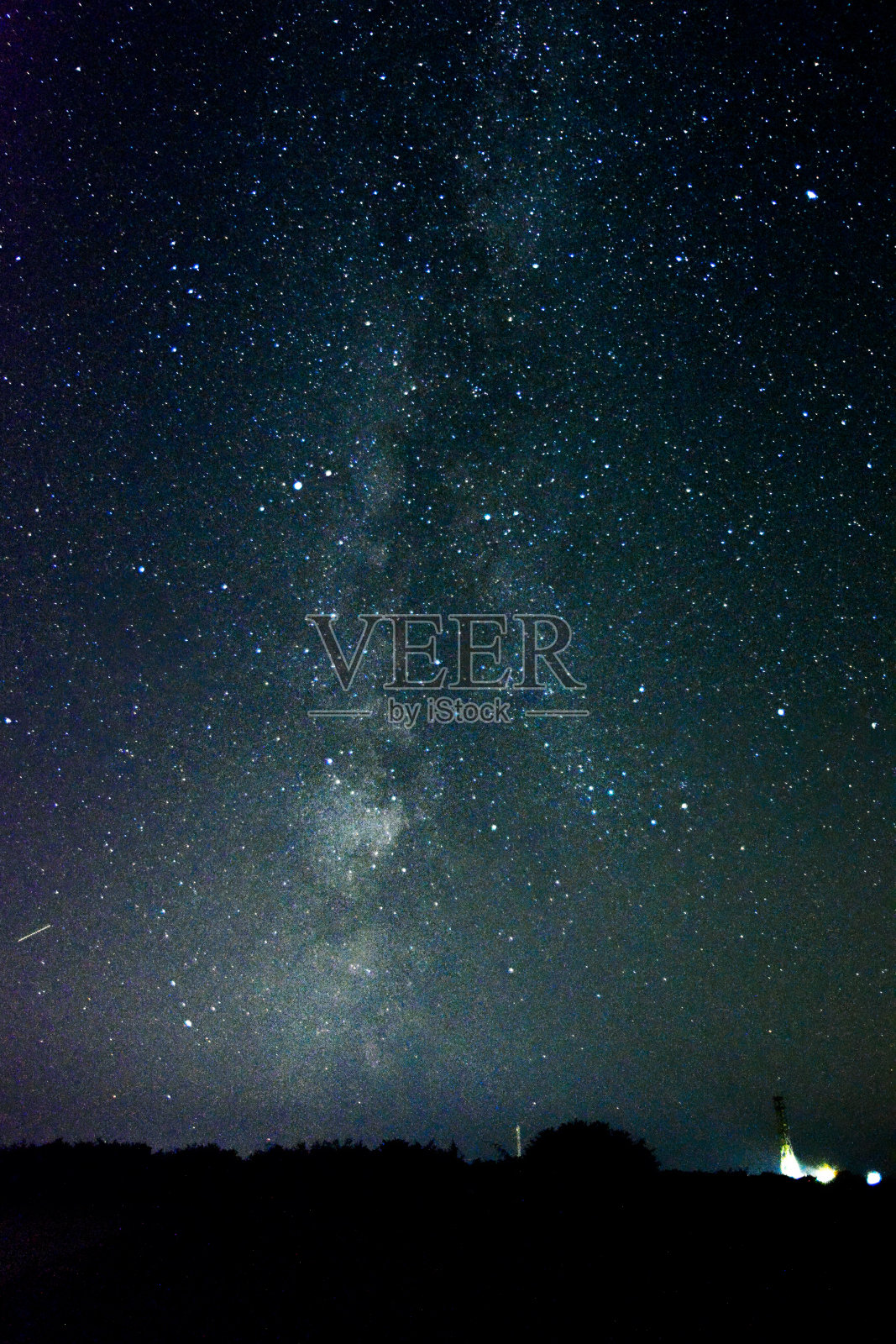 怀特岛文特诺雷达站的银河系照片摄影图片