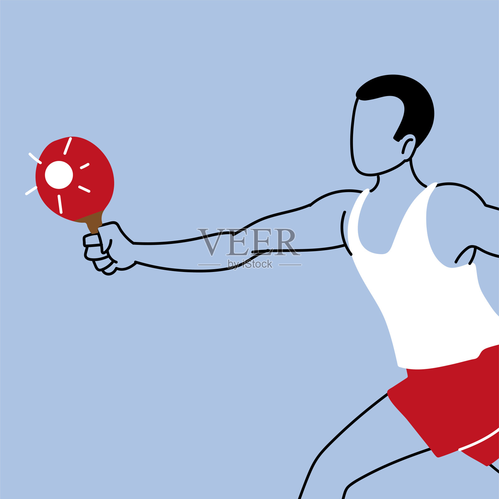男人打乒乓球，打乒乓球插画图片素材