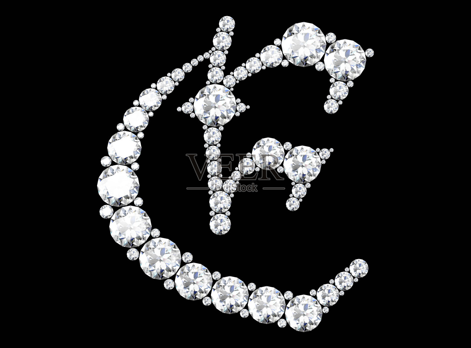 镶嵌宝石的钻石字母(高分辨率3D图像)照片摄影图片