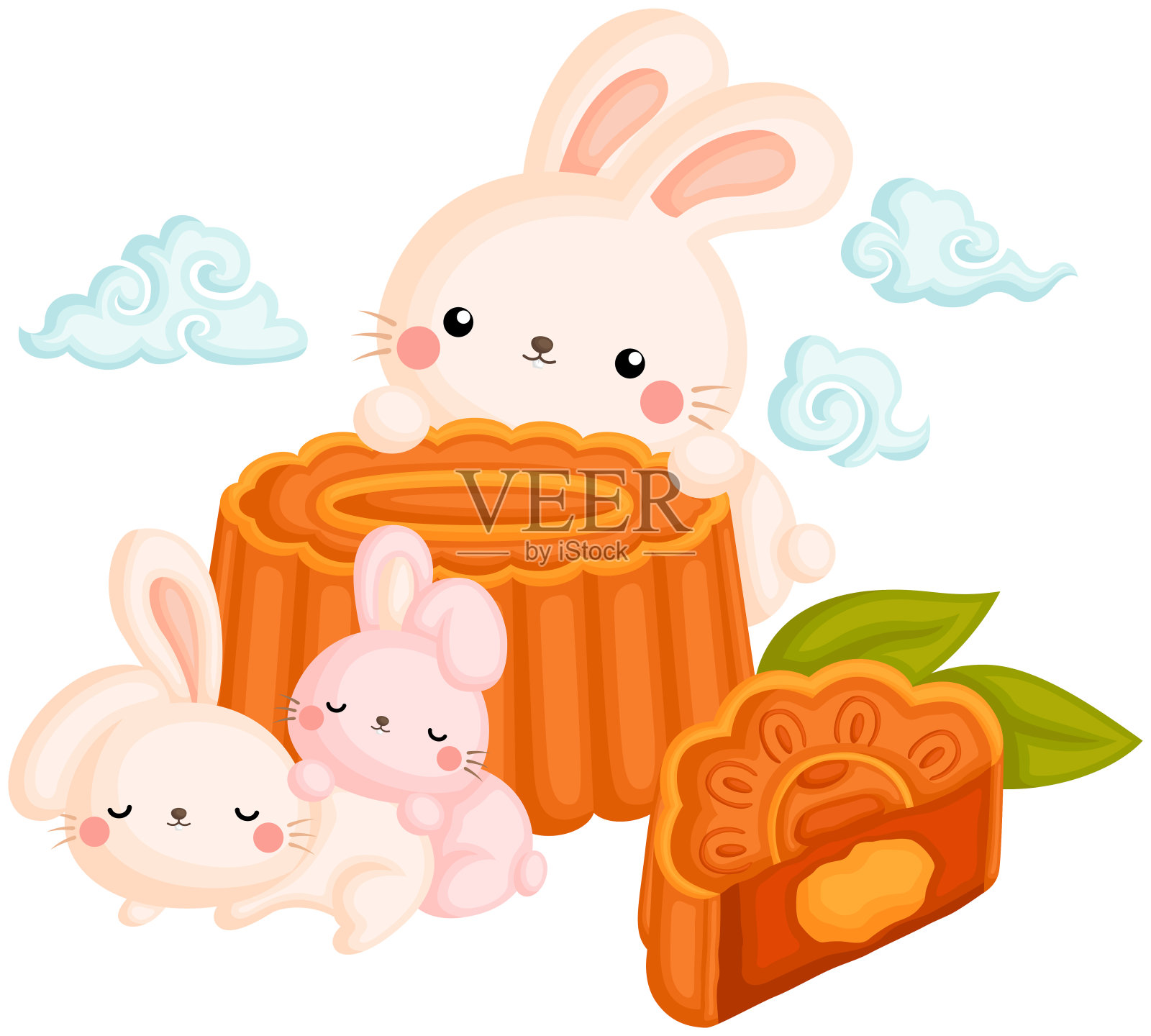 兔子和月饼的载体来庆祝中秋节设计元素图片