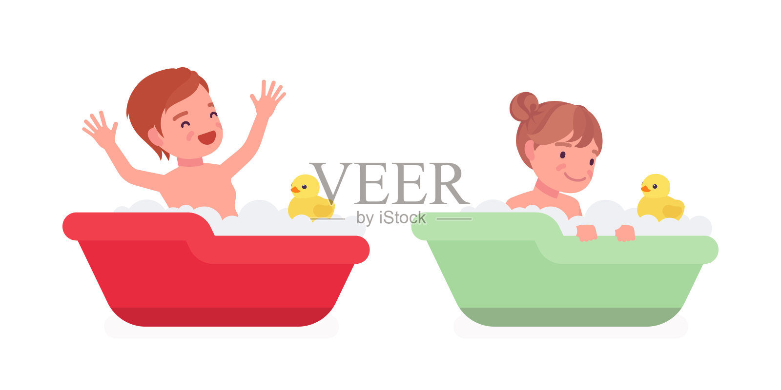 母亲节给小孩子用澡盆洗澡的妈妈【免抠元素PNG】-90设计网