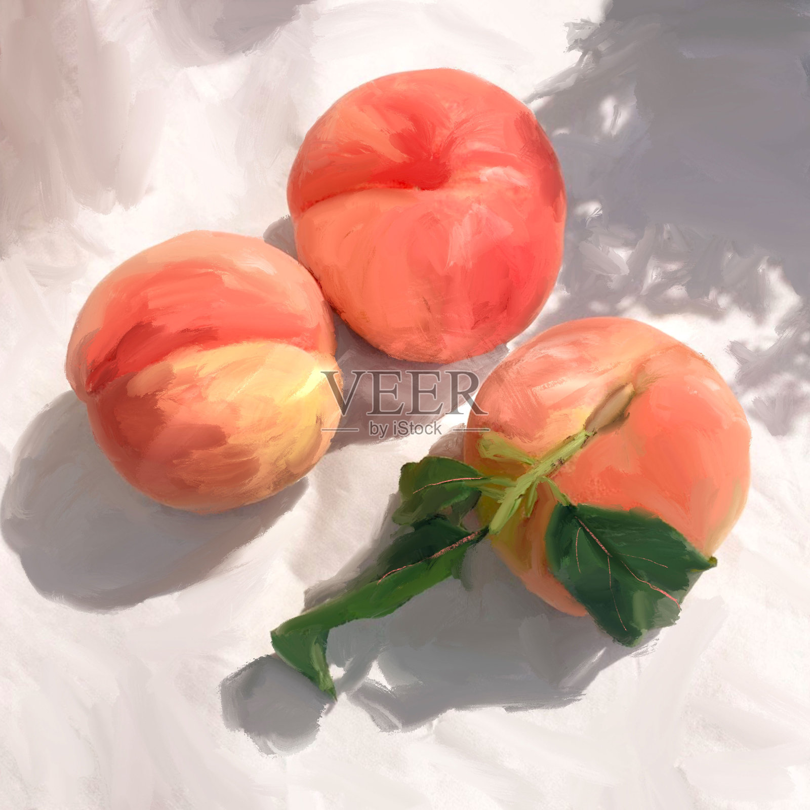 以新鲜、香甜、成熟的桃子为背景插画图片素材