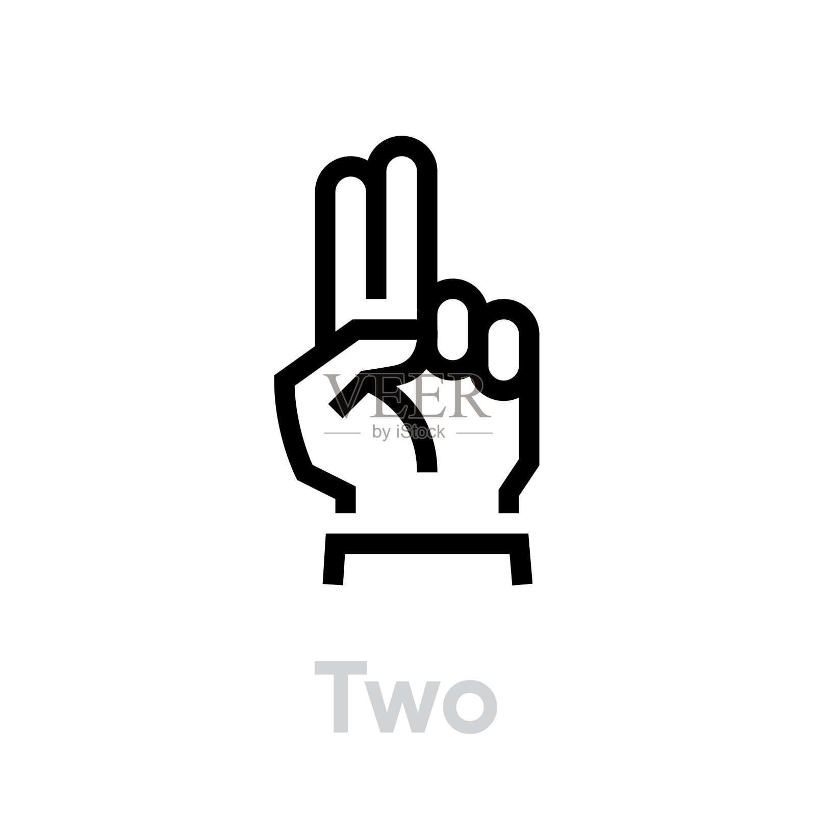 两个图标。手语。可编辑的矢量中风。图标素材