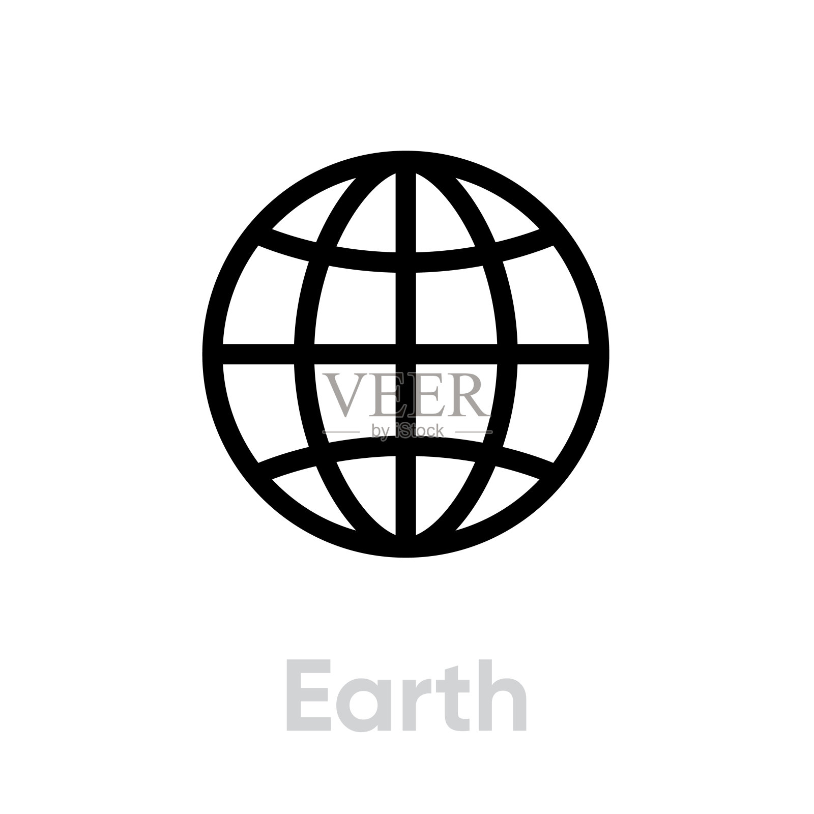 地球，地球，行星图标。可编辑的行向量。简单孤立的单符号。图标素材