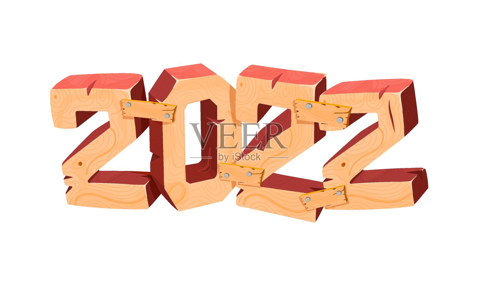 新年快乐2022设计三维木设计元素图片